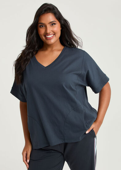 Plus Size Cotton Spliced Pocket T-shirt