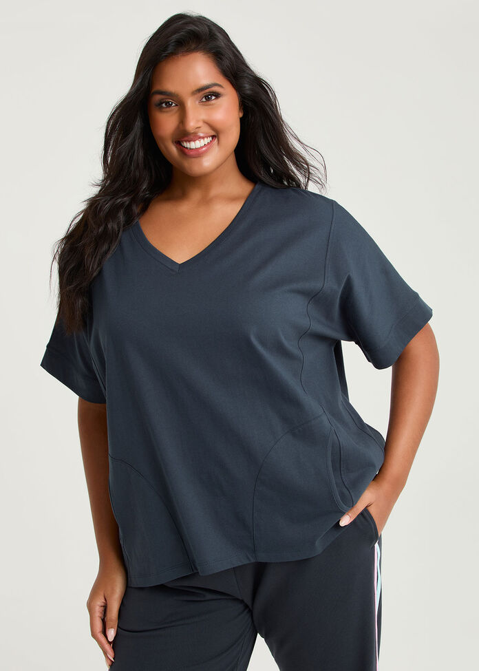 Cotton Spliced Pocket T-shirt, , hi-res