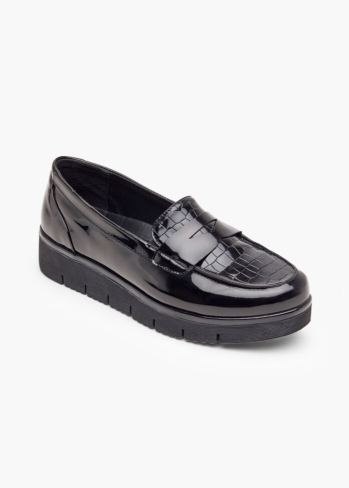 Wedge Croc Patent Loafer, , hi-res