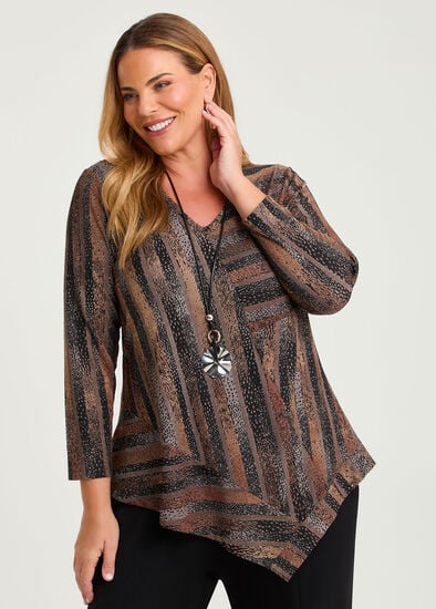 Plus Size Chevron Stripe Burnout Tunic