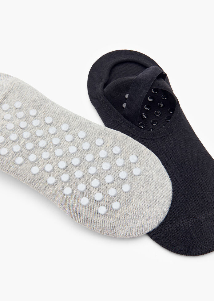 2 Pack Non Slip Grip Cotton Socks, , hi-res