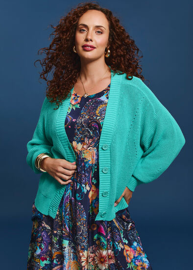 Plus Size Cotton Rib Design Cardigan
