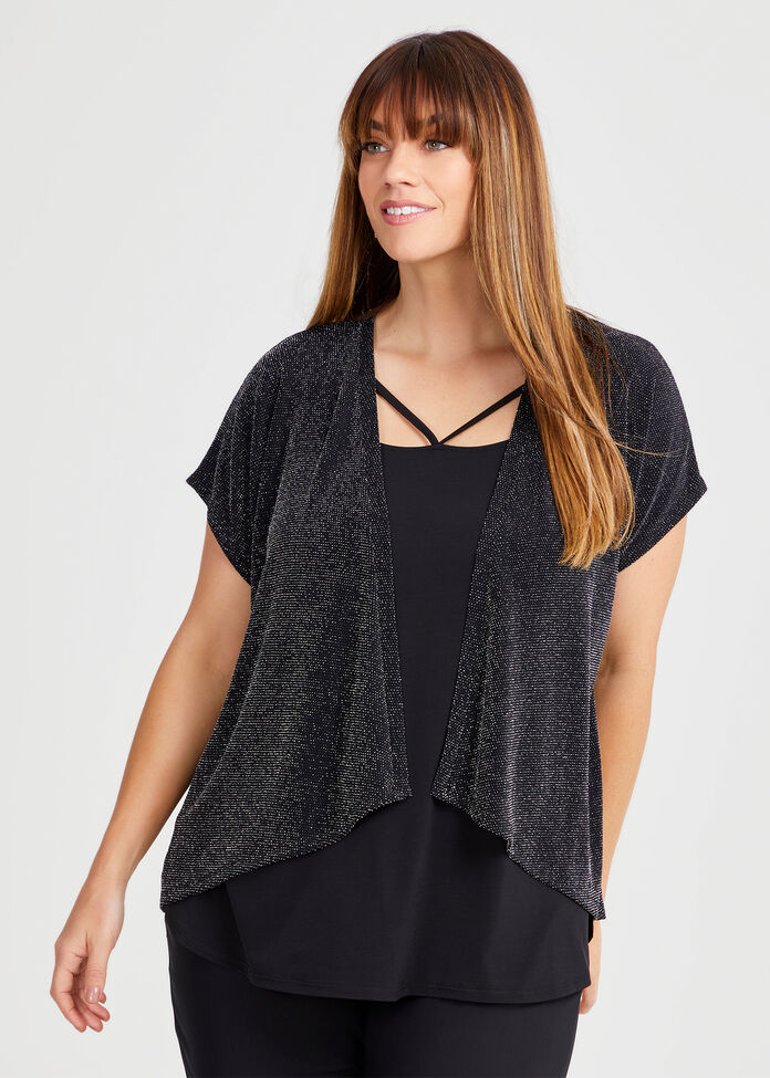 Plus Size Silver Glitter Cardigan Silver Curve Knitted Glitter