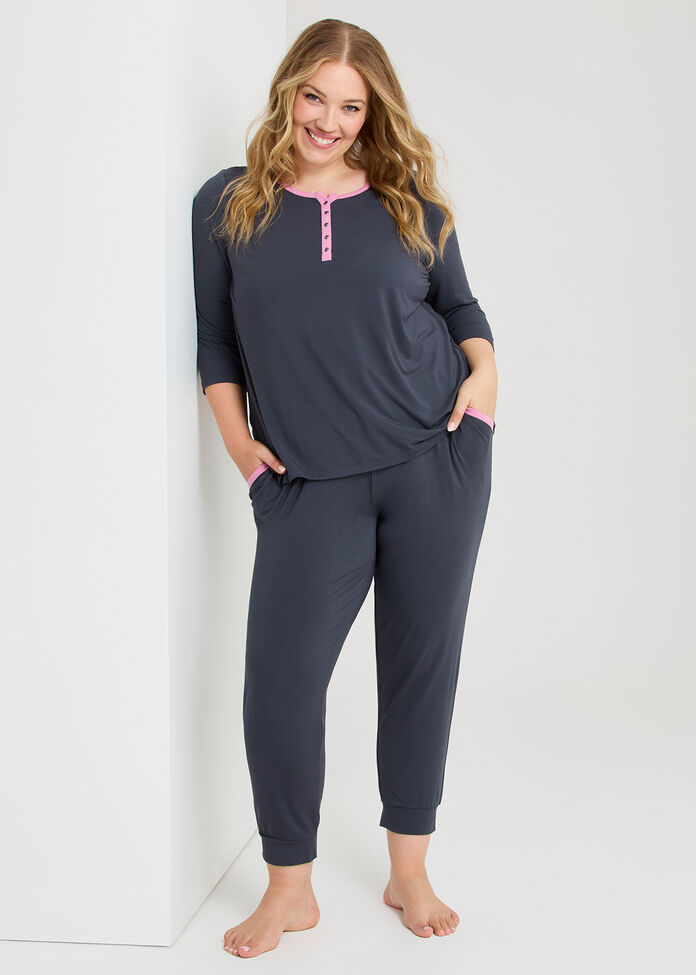 Modal Soft Touch Henley Pj Top, , hi-res