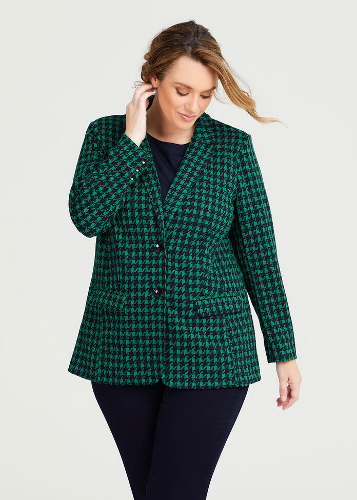 Houndstooth Knit Blazer, , hi-res