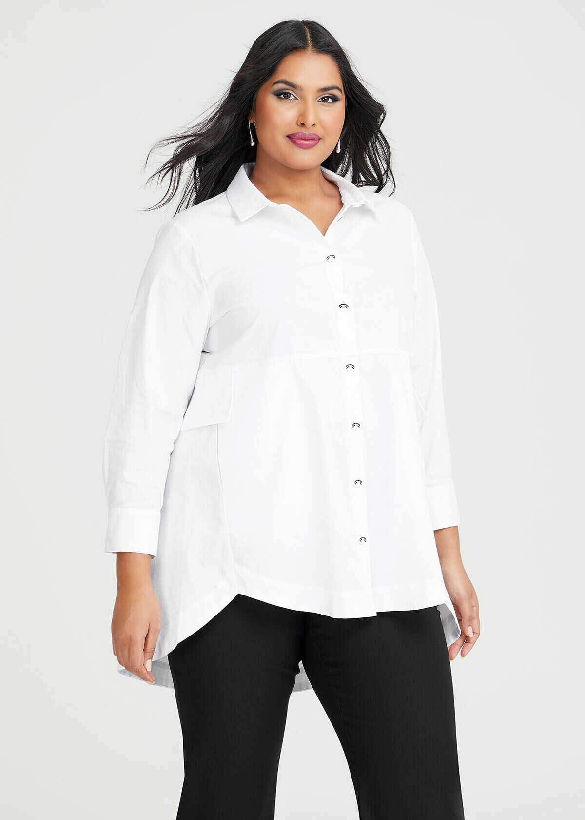 Women's plus size online white dress shirt