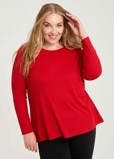 Plus Size Rib Back Button Detail Top