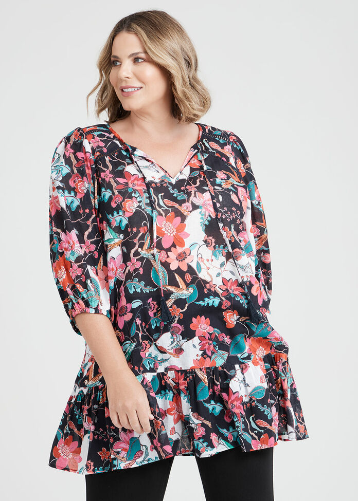 Shop Cotton Gauze Floral Tunic in Print in sizes 12 to 24 | Taking Shape