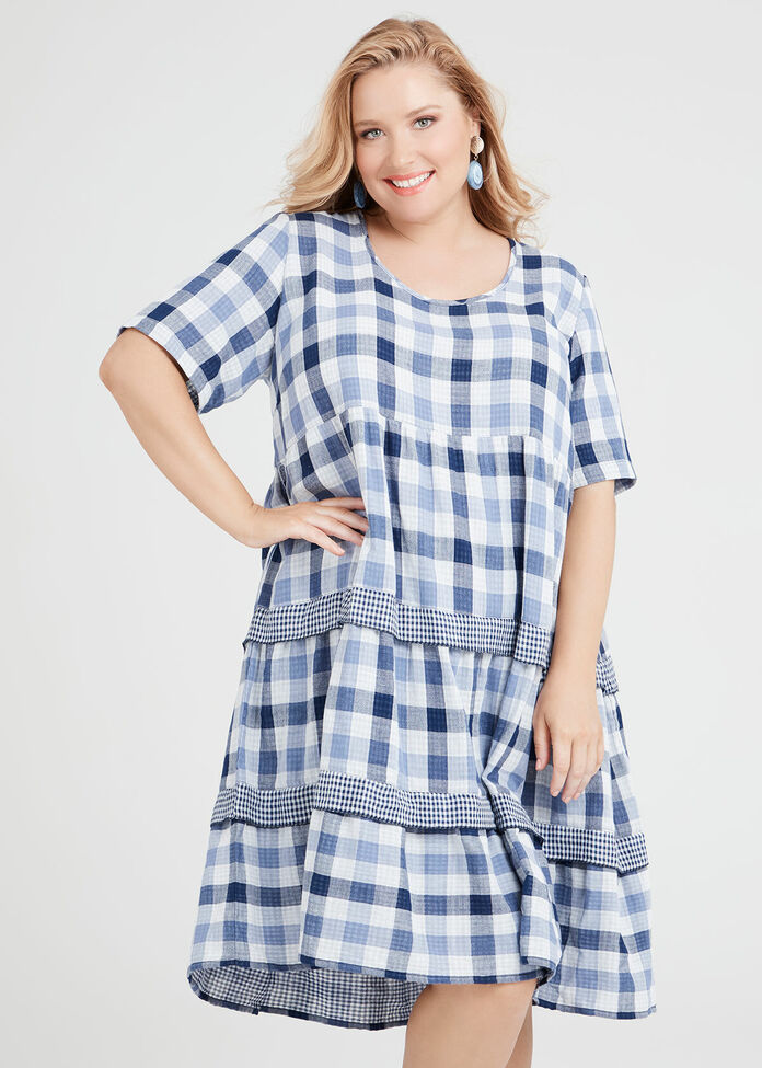 Shop Plus Size Cotton Check Mate Boho Dress in Print | Taking Shape AU