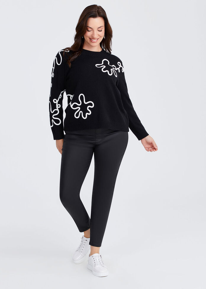Linear Applique Jumper, , hi-res