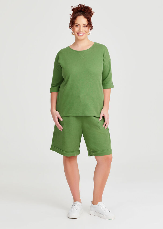 Waffle Crew Neck Top, , hi-res