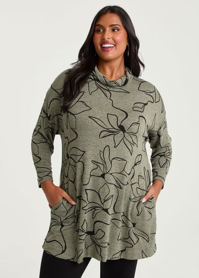 Plus Size Bamboo Cosy Linear Floral Tunic