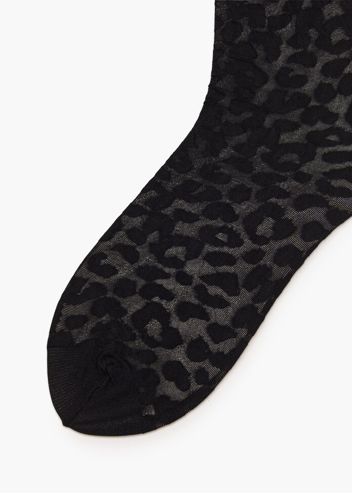 2 Pack Sheer Leopard Socks, , hi-res