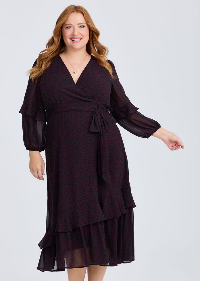 Leopard Chiffon Cocktail Dress, , hi-res