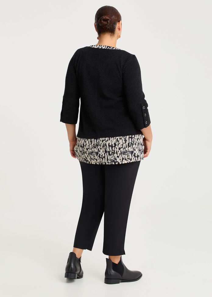 Waffle Snug & Chiffon Tunic, BLACK, hi-res