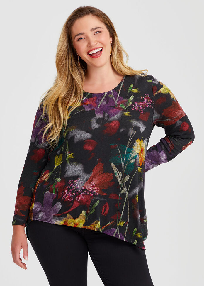 Bamboo Cosy Painterly Top, , hi-res