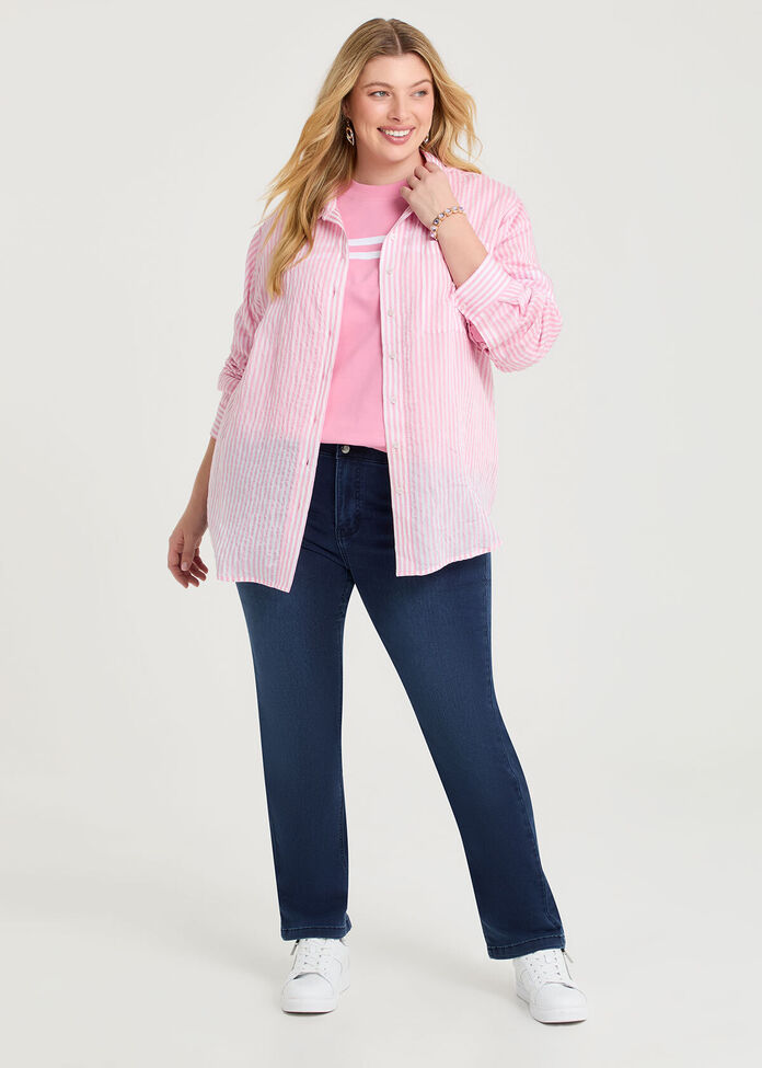Cotton Chest Stripe Sweatshirt, , hi-res