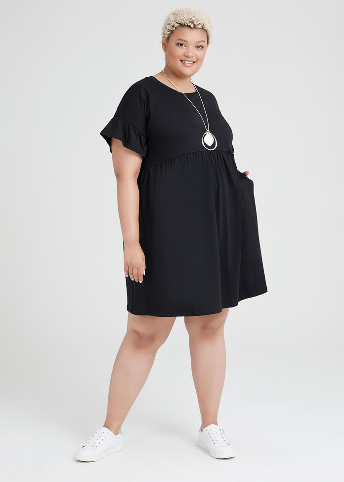 Organic Frill Sleeve Dress, , hi-res