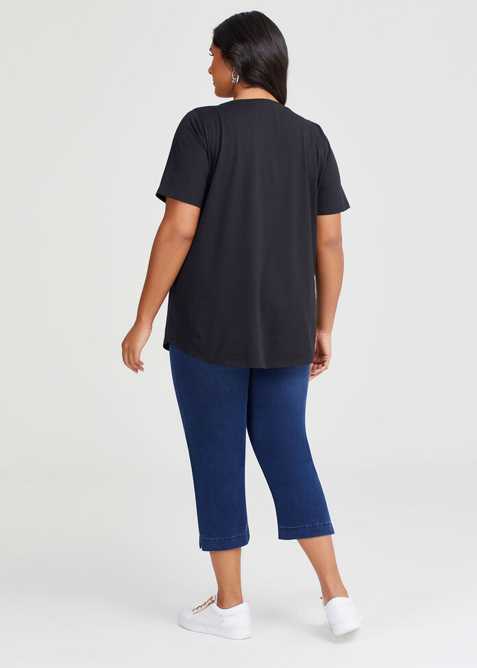 Shop Plus Size Good Earth Australian Cotton V-neck T-Shirt, Black ...