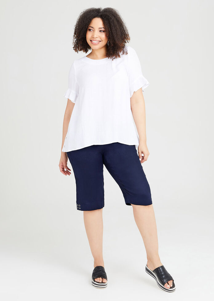 Shop Plus Size Linen Stretch Taylia Short in Blue Taking Shape AU
