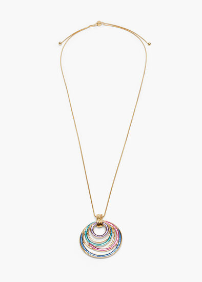 Enamel Circles Long Necklace