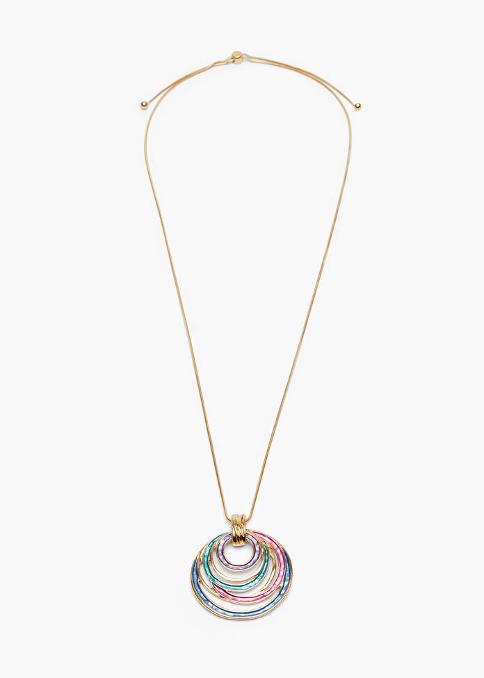 Enamel Circles Long Necklace, , hi-res