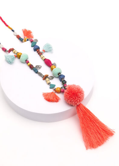 Long Beaded Tassel Necklace