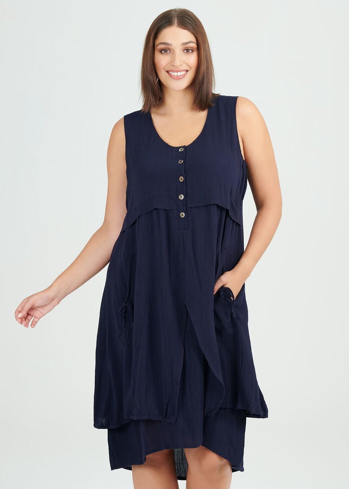 Shop Plus Size Midnight Layer Viscose Dress in Blue | Sizes 12-30 ...