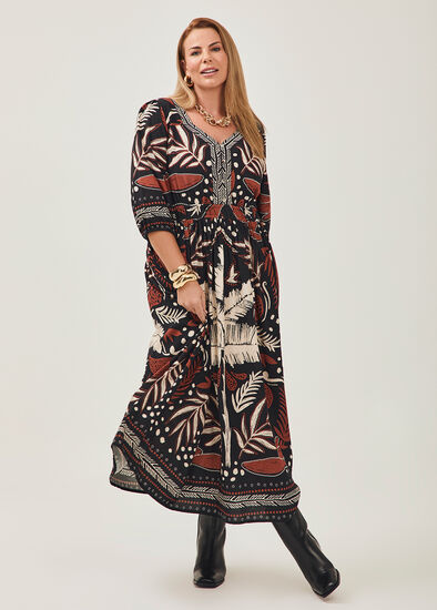 Plus Size Natural Palmy Days Maxi Dress