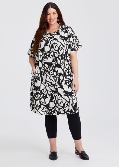 Plus Size Natural Print Shirt Dress