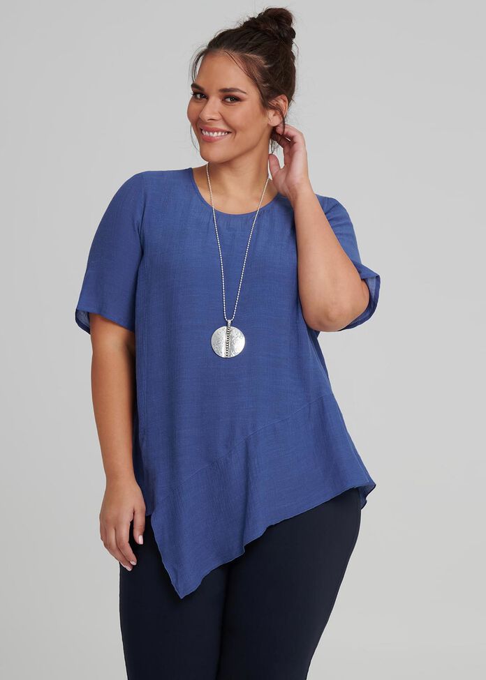 Shop Eden Asymetrical Top in Blue in sizes 12 to 24 | Taking Shape