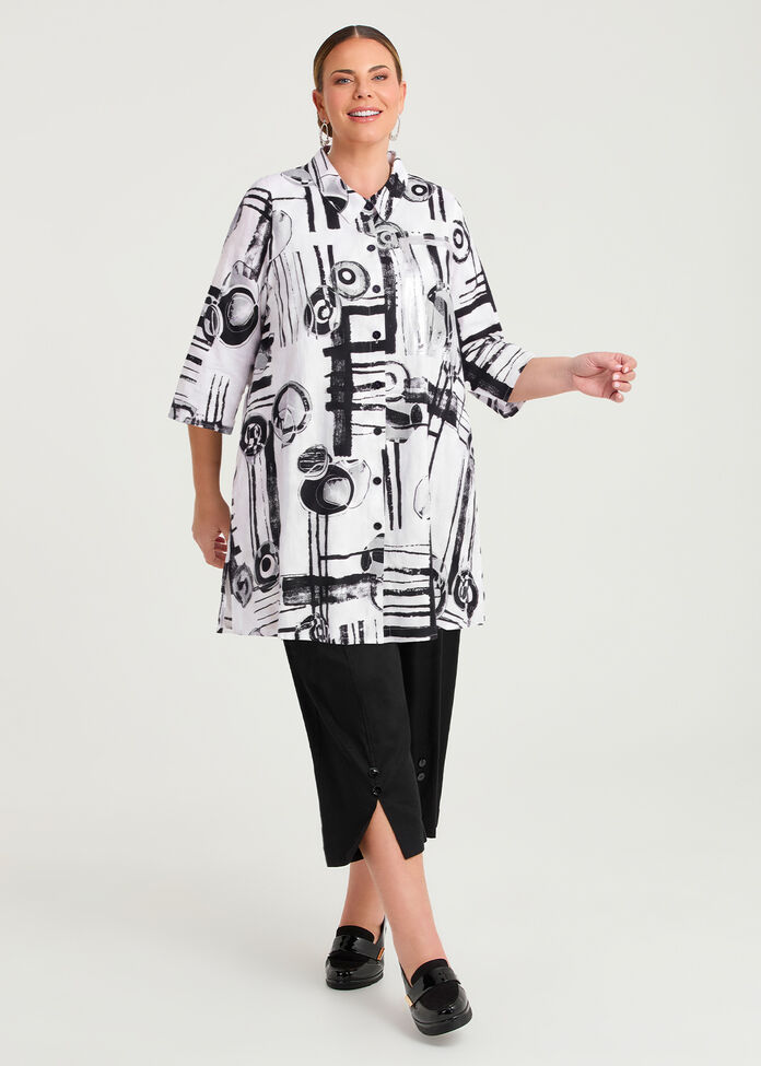 Spot Linen Bamboo Longline Shirt, , hi-res