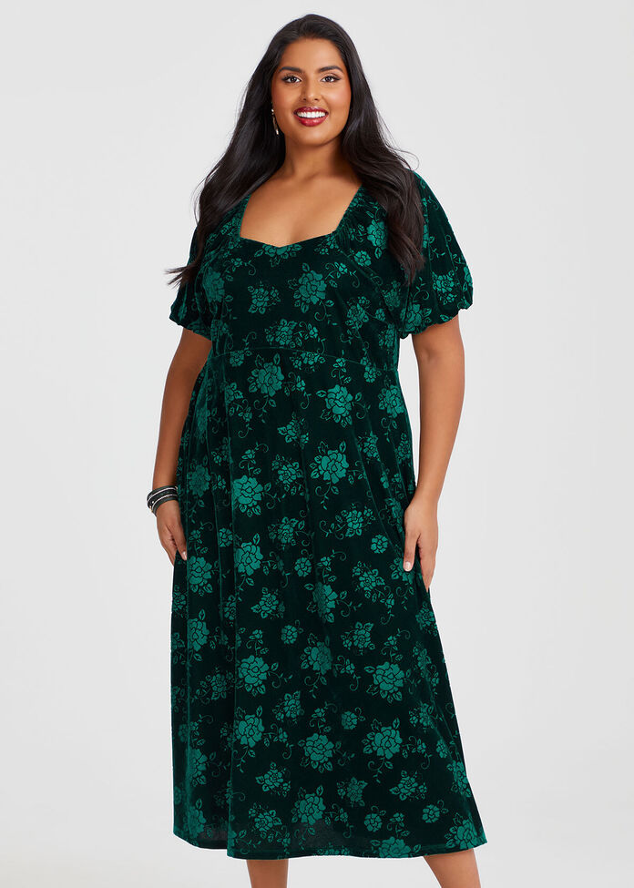 Embossed Velvet Cocktail Dress, , hi-res