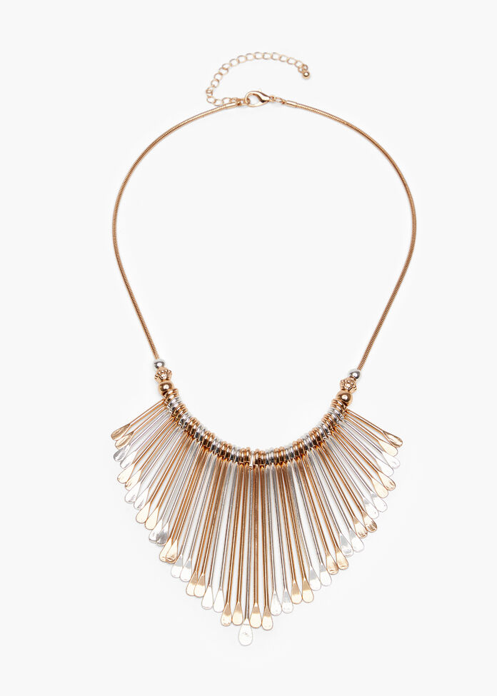 Bohemian Two Tone Paddle Necklace, , hi-res