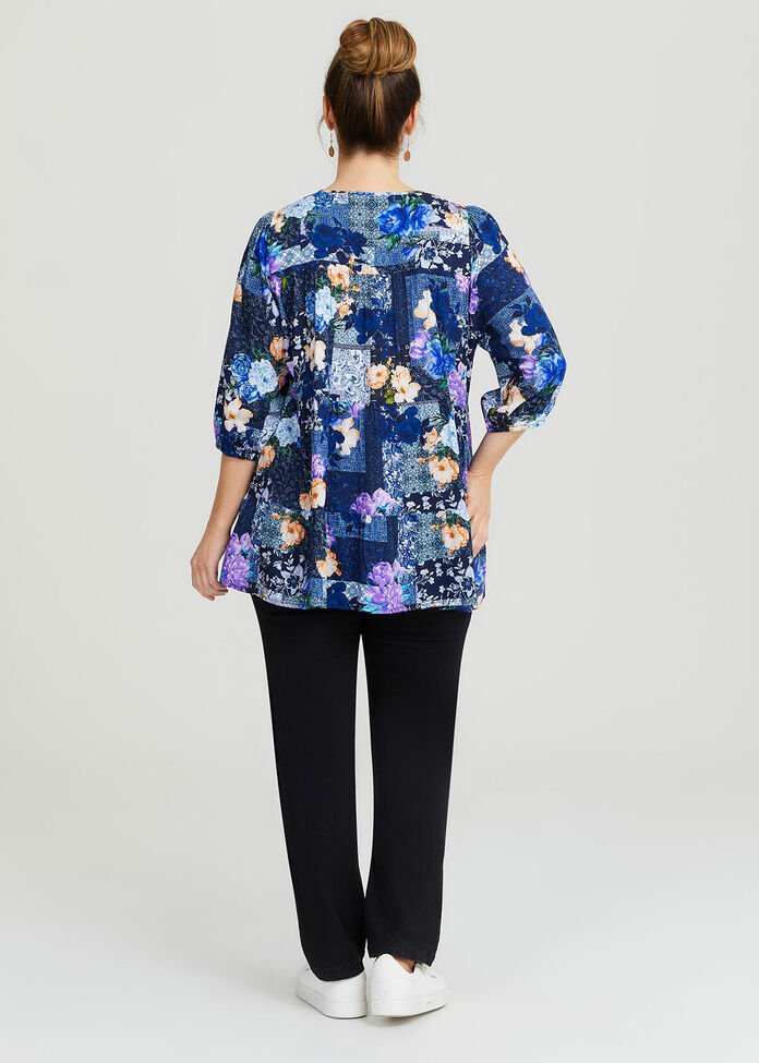Shop Natural Scarf Blooms Top in Multi, Sizes 12-30 | Taking Shape AU