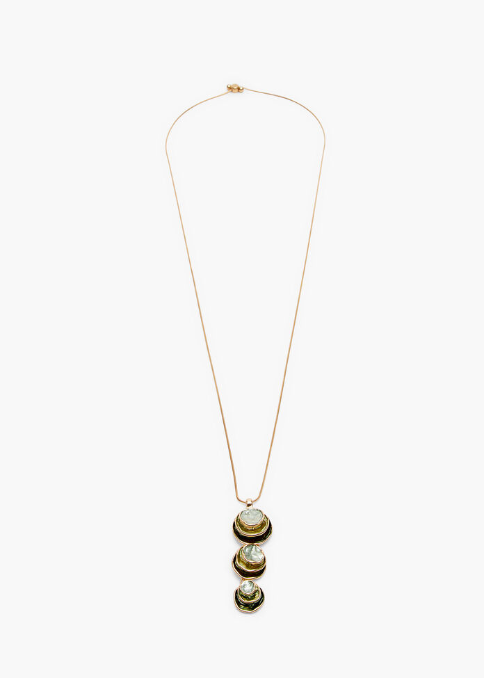 Layered 3 Drop Enamel Necklace, , hi-res