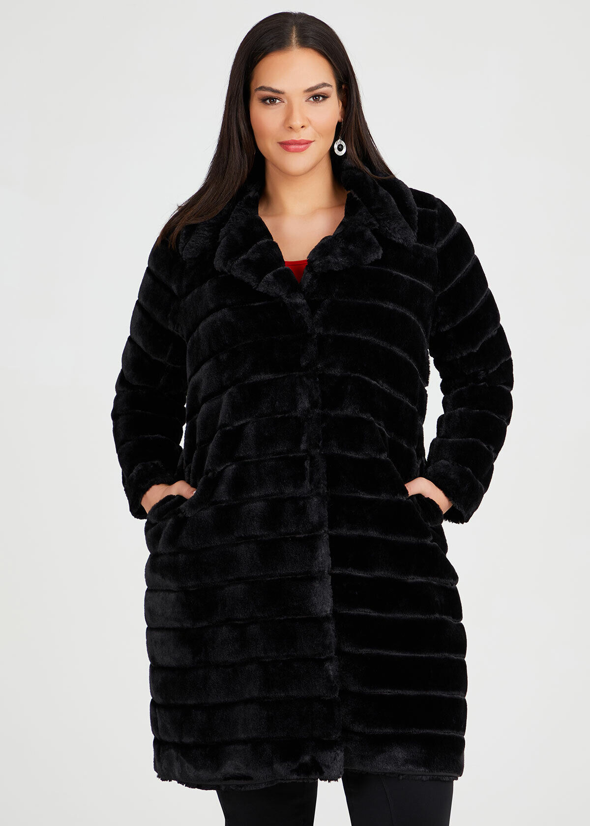 Jones new york plus size faux deals fur coat
