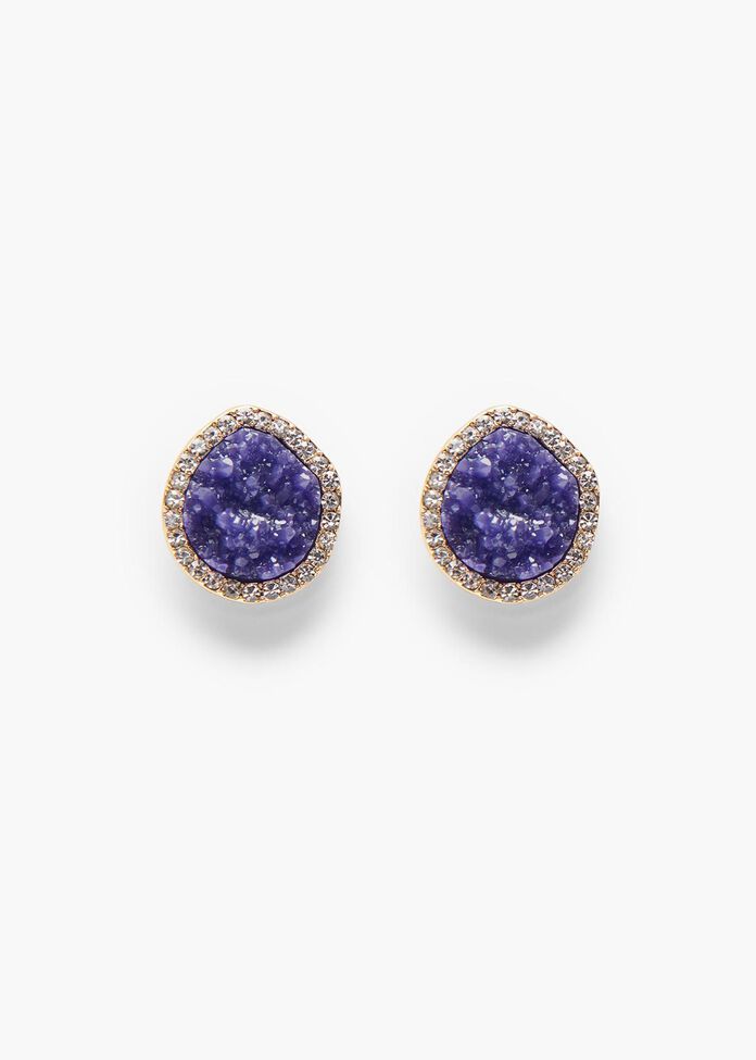 Crusted Crystal Earrings, , hi-res