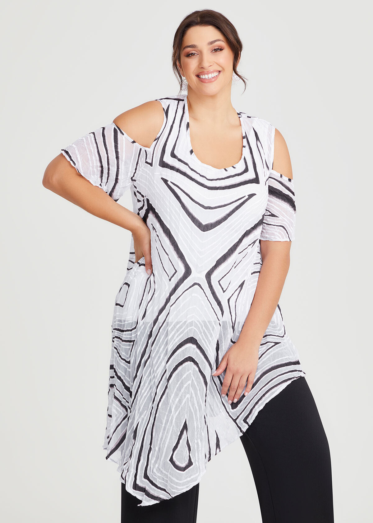 White plus size cold shoulder tops cheap