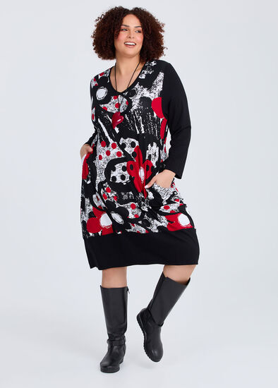 Plus Size Natural Abstract Daisy Dress