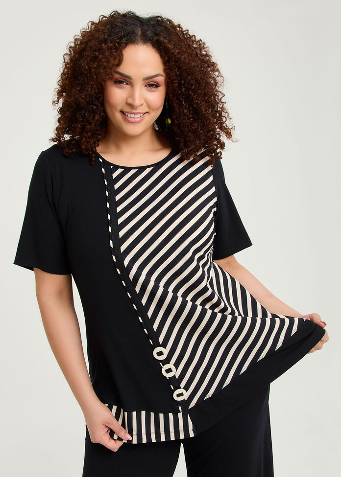 Chevron Stripe Natural Top, , hi-res