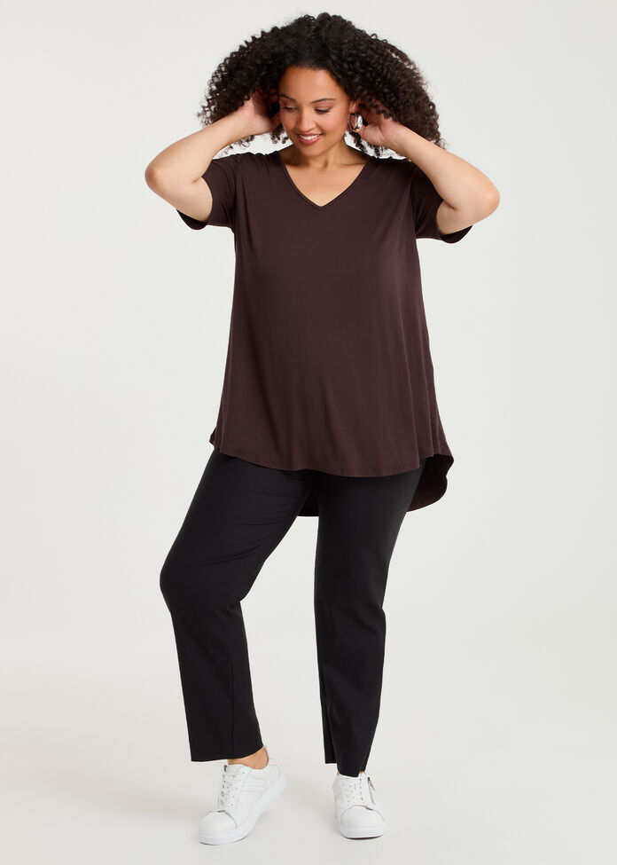  Bamboo Base V Neck Short Sleeve Top, , hi-res