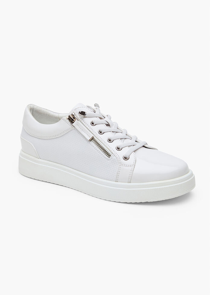 Patent Perf Zip Sneaker, , hi-res