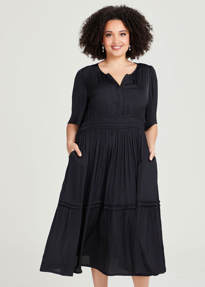 Shop Plus Size Luxe Summer Glam Tier Dress in Black | Sizes 12-30 ...