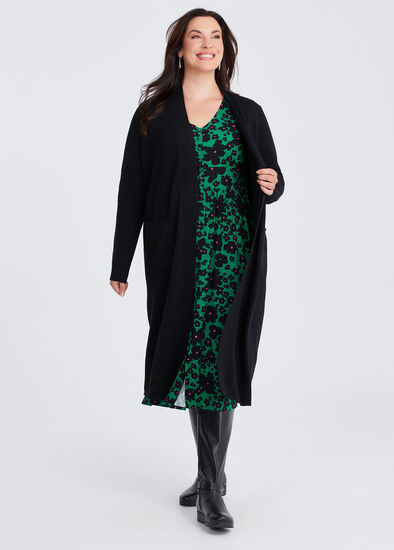 Plus Size Longline Pocket Cardigan