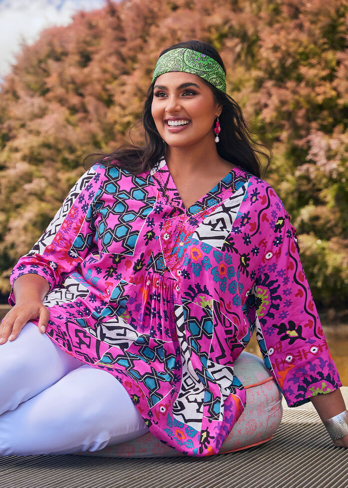 Sleeve Detail Natural Tunic, , hi-res