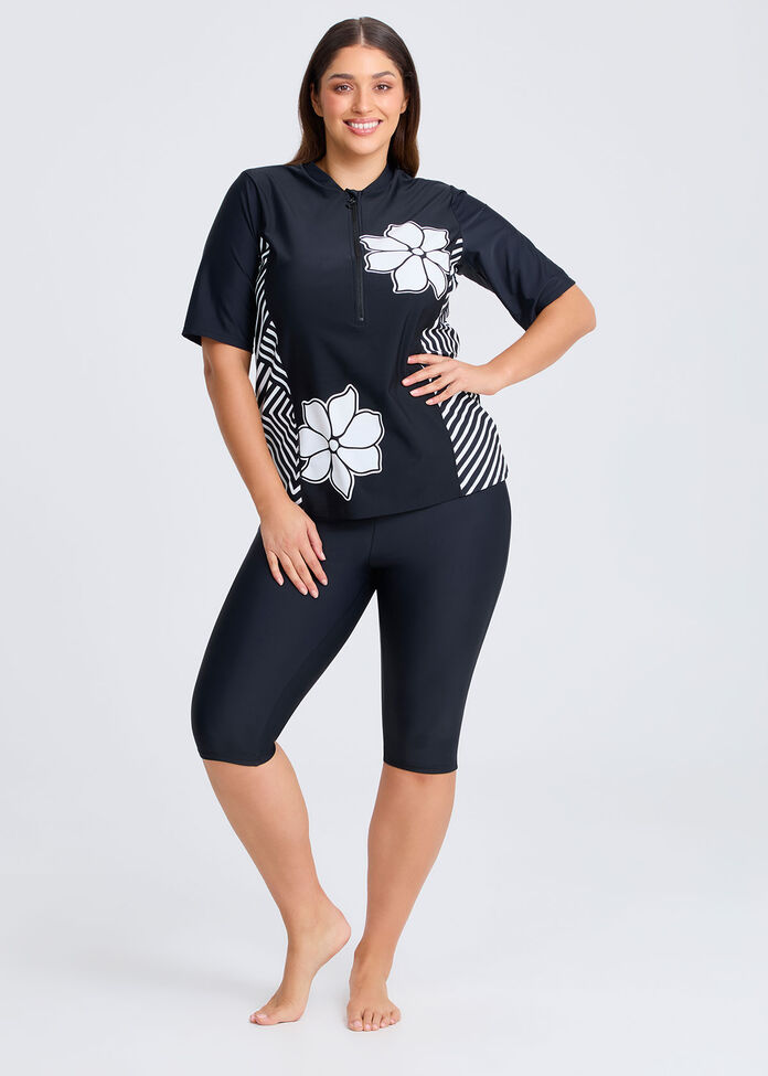 Side Stripe Half Zip Rash Vest, , hi-res