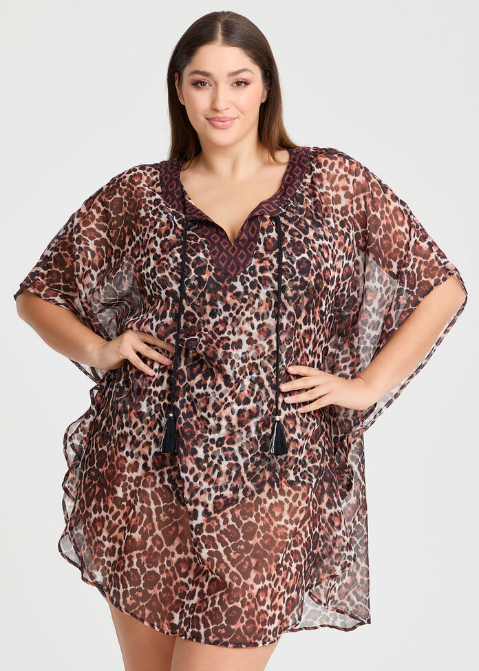 Animal Print Swim Poncho, , hi-res