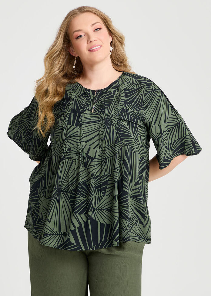 Natural Palm Pintuck Top, , hi-res
