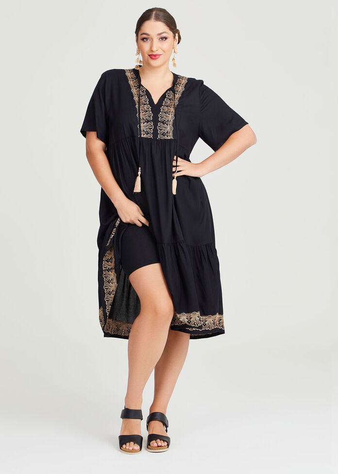 Shop Plus Size Natural Glam Embroidery Dress in Black
